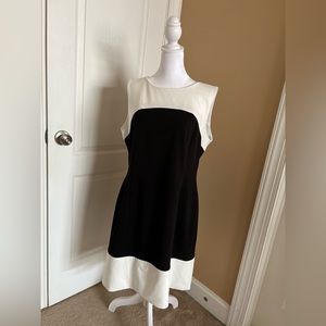 Tommy Hilfiger Women's Black & White Polyester Blend Zip-Up Shift Dress Sz 14